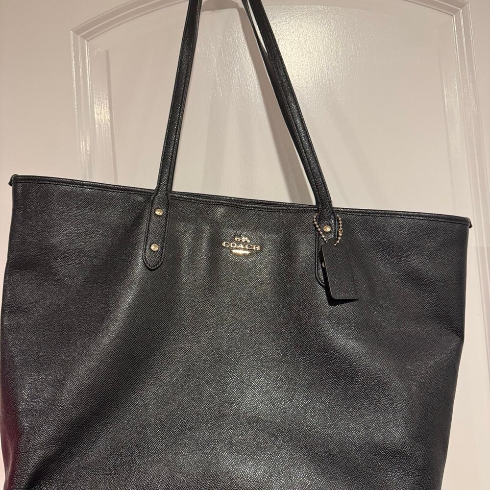 Coach Black Leather Tote Bag